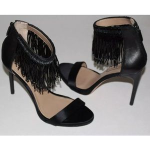 BCBG MAXAZRIA Devine Black Fringe Beaded Heels